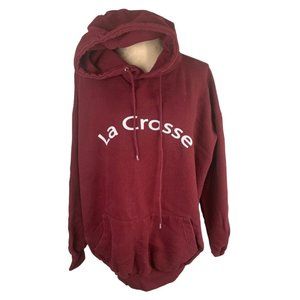 XXL Adult Pullover Burgundy Hoodie Lacrosse Wisconsin Pocket Unisex